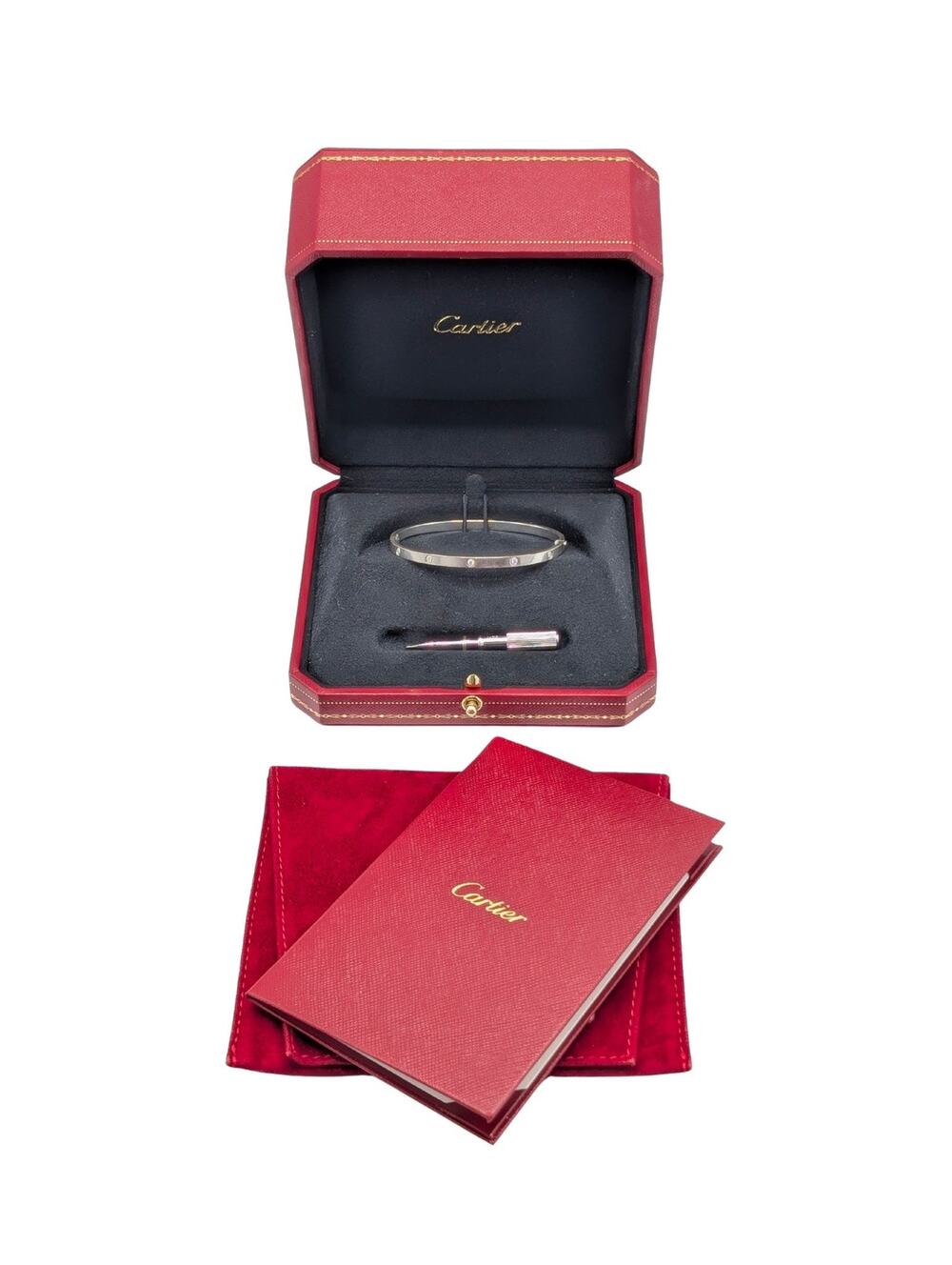 Cartier White Gold Small 10 Diamonds Love Bracelet Full Set 750